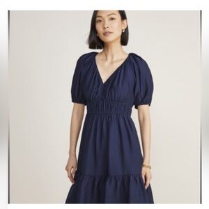 Vineyard Vines NWT Marina Puff-Sleeve Mini Dress in Navy Blue